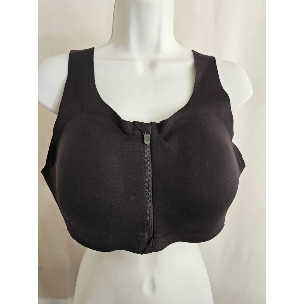 Lululemon Enlite Bra Zip Front Size 38D Black High Support Running Sports Bra